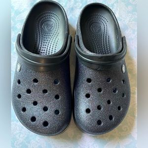 Sparkly black crocs women size 8